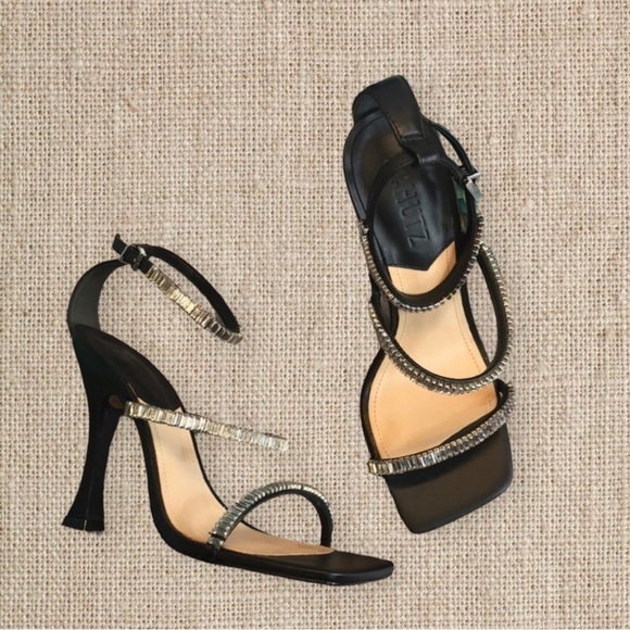 Black rhinestones Nellina Strappy heels - Picture 3 of 5